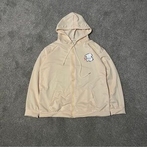 Cream Colored Cartoon Dog Graphic Zip Up Hoodie